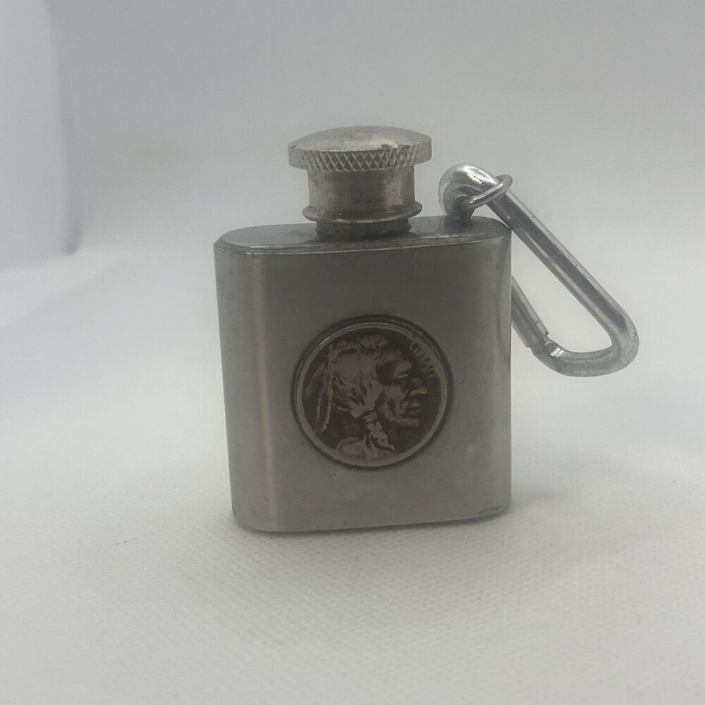 Stainless Steel Flask 6 Ounce with Pewter with Buffalo Nickel